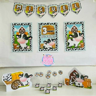 kit Festa Personalizado Só Um Bolinho Tema Vaquinha/ Eu amo Tete/ fazendinha