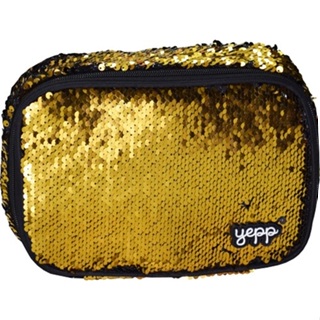 Estojo Box 100 Pens Grande Jumbo Paetê Reversível Escolar Yepp Dourado/Preto