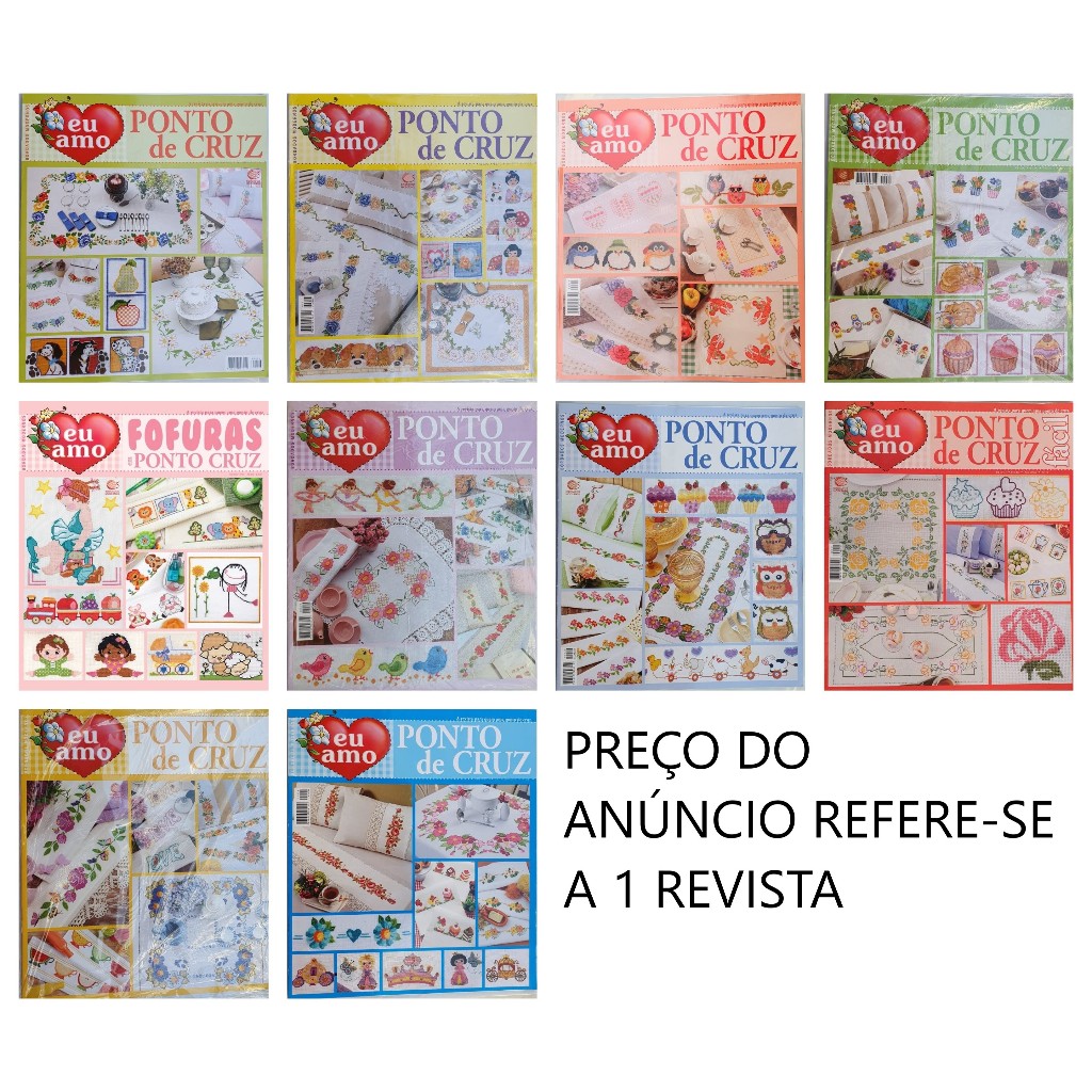 Revista Eu Amo Ponto Cruz Ed Central Bordados Modernos Shopee Brasil 