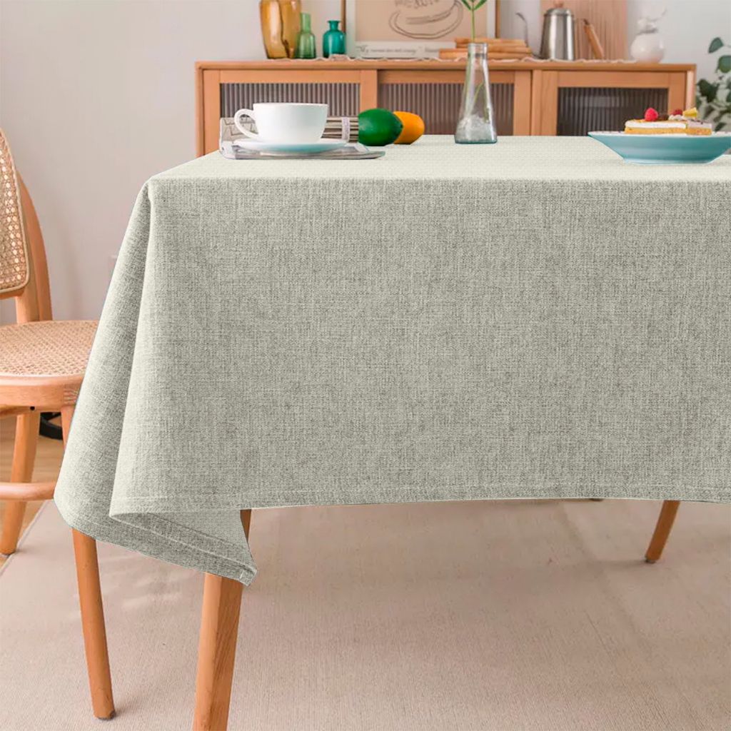 Toalha de Mesa Retangular Jacquard Linho Crú 6 Lugares