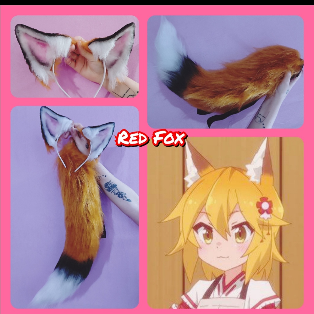 Kit Orelhinha e/ou cauda RED FOX (Nekomimi estilo raposa vermelha)