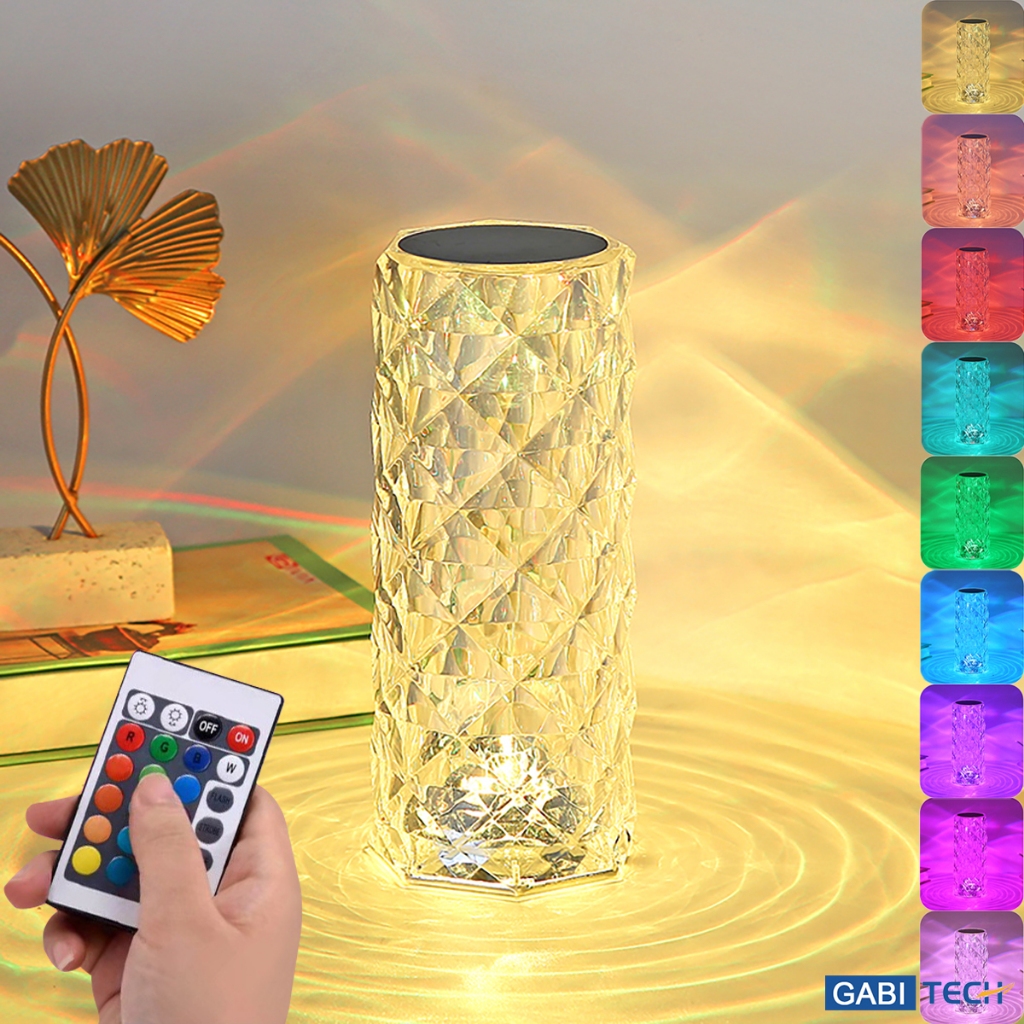 Luminária De Mesa Cristal Diamante Controle De Toque Cabeceira 16 Mudança De Cor Criativo Romântico Rosa Luz LED Acrílica Para Decoração Doméstica TD117