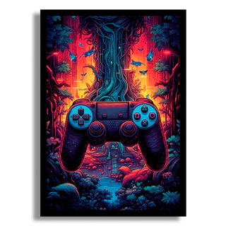 Quadro Decorativo Video Game Manete Controle Joystick Nerd Geek jogos Video Game Decorativo Gamer Neon Explosão