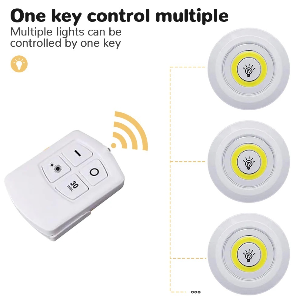 Kit 3 Lampada Luminaria Led Spot Sem Fio Controle Remoto