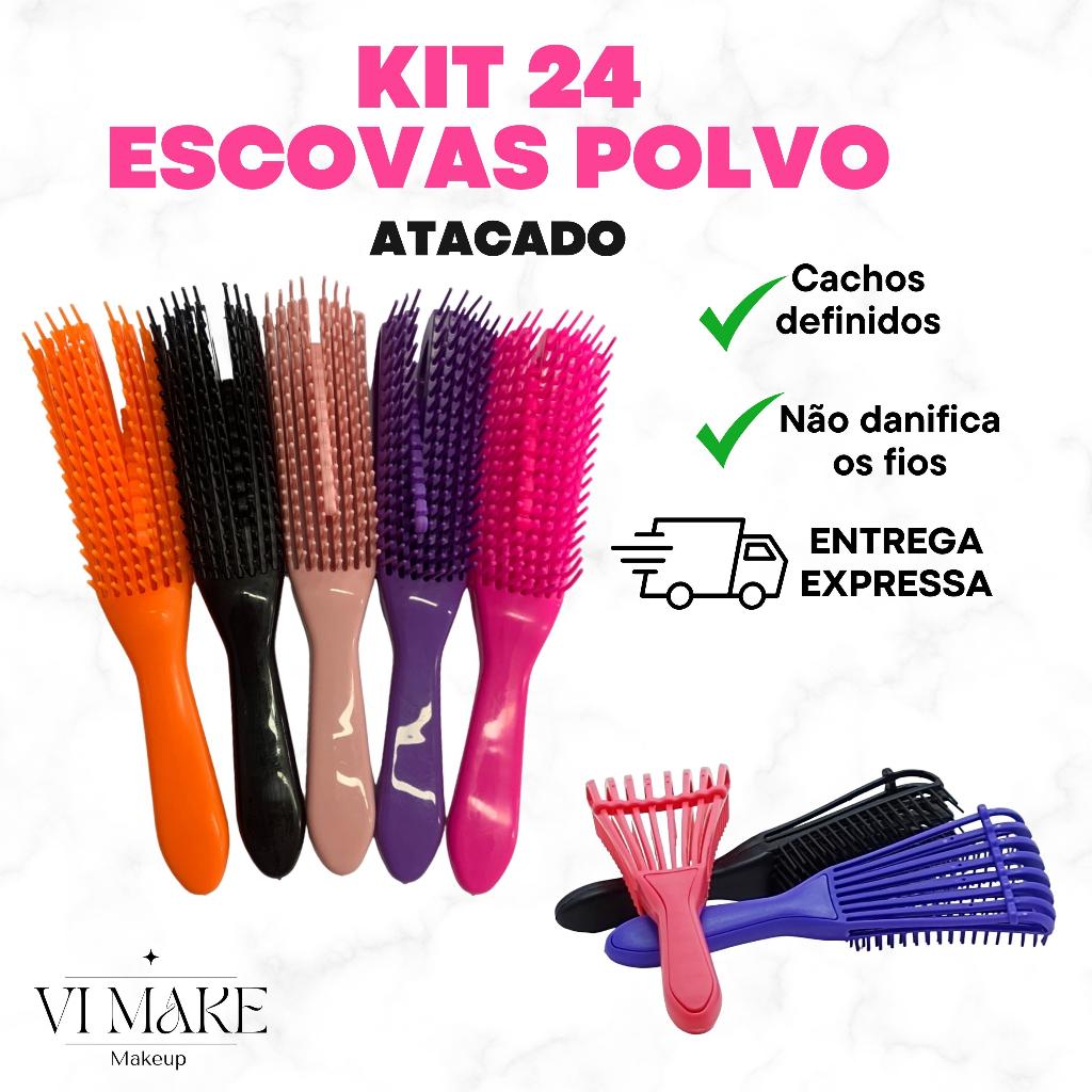 Kit Escovas Polvo Para Cabelos Cacheados Shopee Brasil