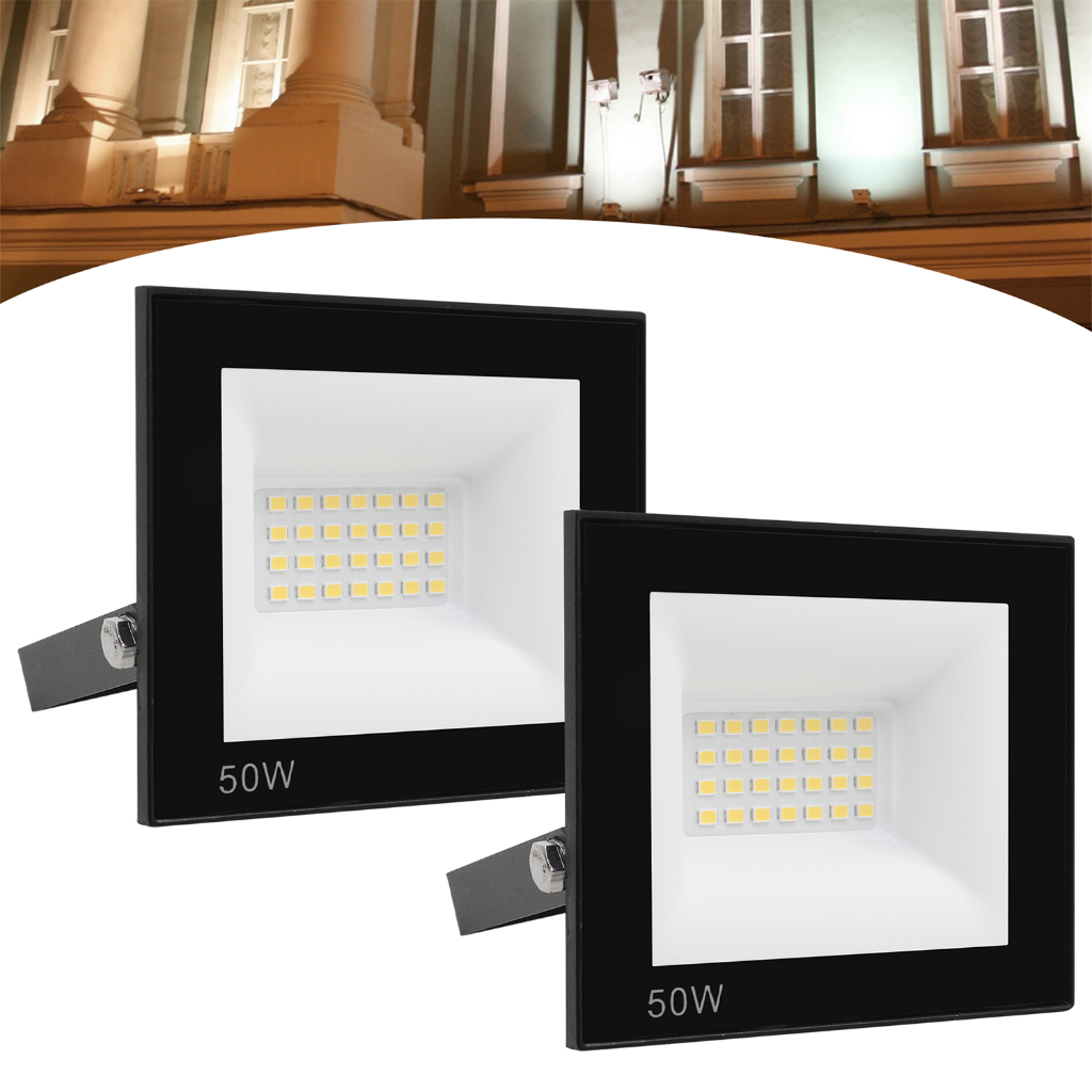 Kit 2 Refletor Led 50w Holofote Bivolt Prova Dágua Cor De Luz Branco Frio IP66