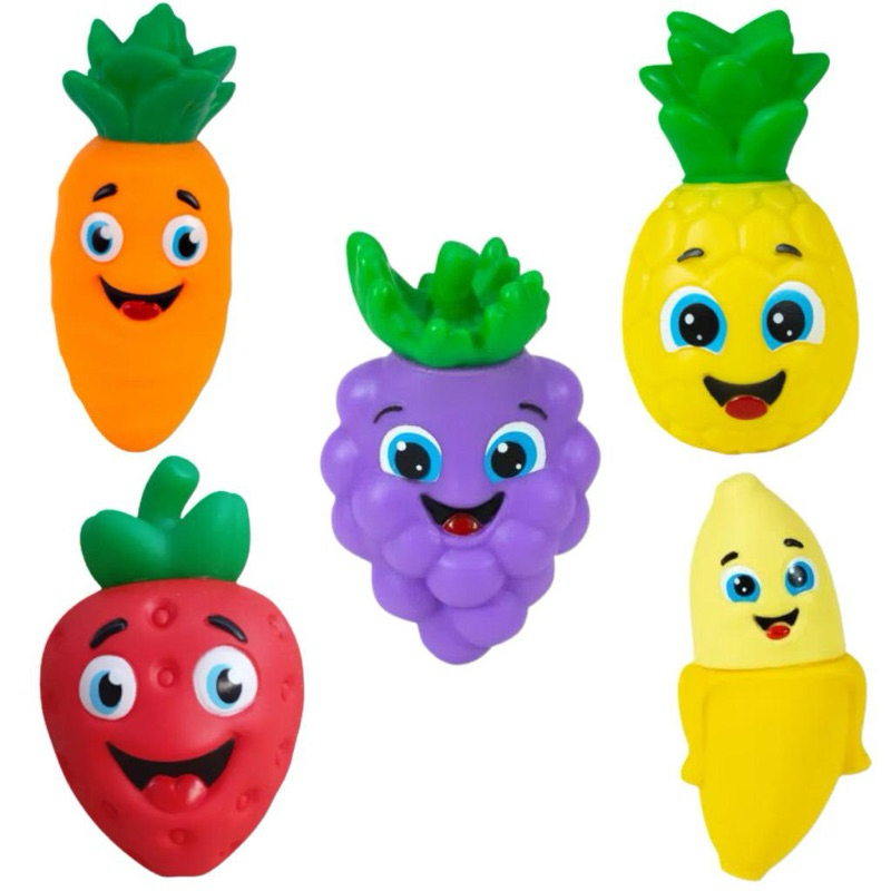 Chocalho e Mordedor de Frutas e vegetais massageador de gengiva macio - Vila Toy