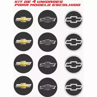 Kit Jogo 4 Emblema Adesivo Resinado Para Roda Calota de Carro CHEVROLET GM 48mm em Oferta na Shopee