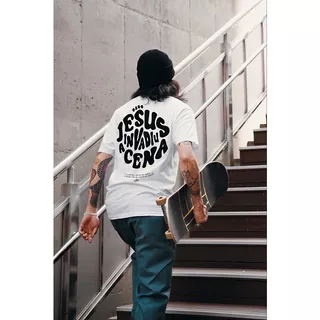 Camiseta Oversized Estampada Jesus Graphic Letter Cores