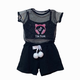 kit 3 Peças infantil Com Glitter Tik Tok Moda Verão Menina Mini Diva
