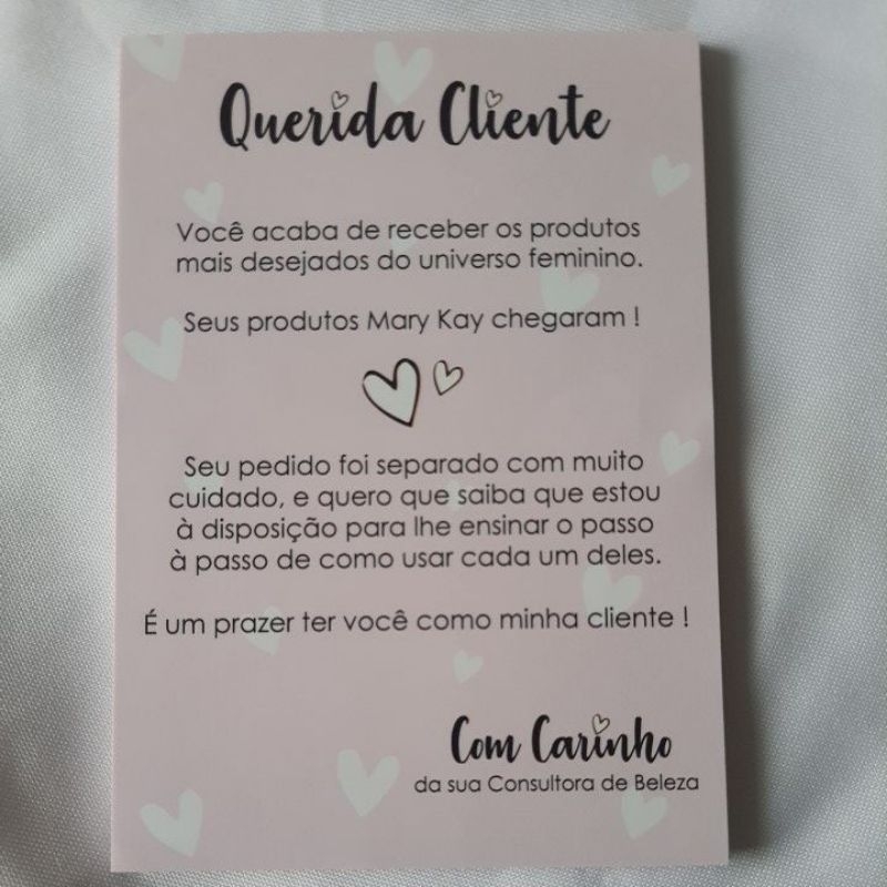 Cartão de agradecimento cliente Mary Kay