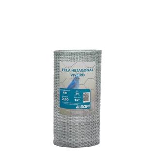 Tela Hexagonal Viveiro 1/2" 0,60x50m Fio 0,56mm Algom em Oferta na Shopee