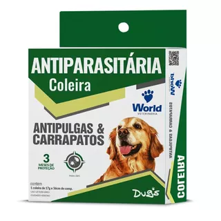 Coleira Para Cães Contra Pulgas , Carrapatos Dug's Antipulgas 3 Meses Proteção Ajustável World