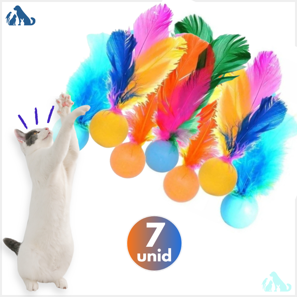 MLYeeWf Brinquedos de gato de desenho animado - amarelo azul, 2 unidades  (pena e bola)