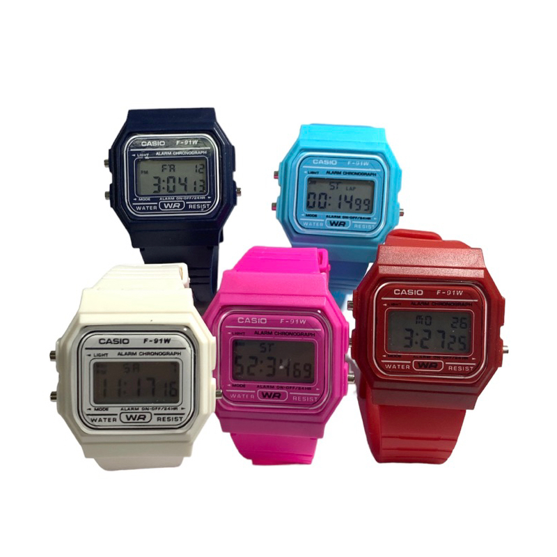 Relógio Casio F91W Digital Colorido Masculino Feminino Infantil Retro ...