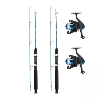 Kit Pesca 6 Peças 2 Molinetes + 2 Varas 20 Libras + 2 Linhas