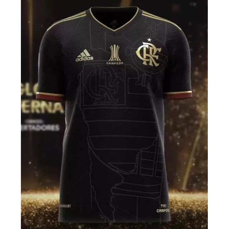 Camisa Camiseta do Flamengo Preto e Dourado 23/24