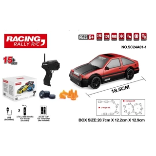Carro de controle remoto drift com duas baterias, luz led