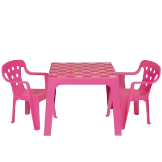 Conjunto Mesa Estampada E 2 Cadeiras Infantil Mor Plástica Rosa