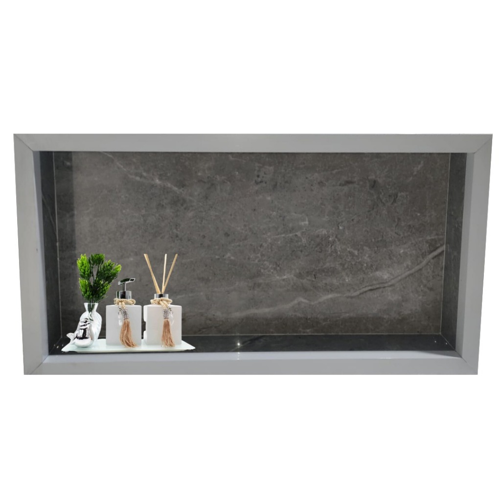 Nicho Banheiro Em Porcelanato Cinza Platinum Pronta Entrega