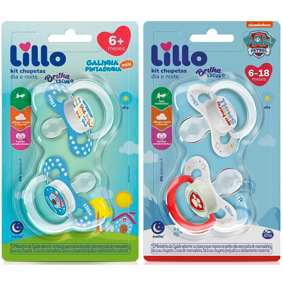 Kit 2 Chupetas Lillo Funny 6 a 18 Meses Dia e Noite Brilha no Escuro T2 ...