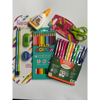 Kit Escolar Caderno, Lápis de Cor, Marca TextoMRN4HUXEL