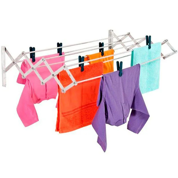 Varal Sanfonado Parede Retrátil 60cm Pedurar Estender Secar Roupa Apartamento Lavanderia Casa Resistente