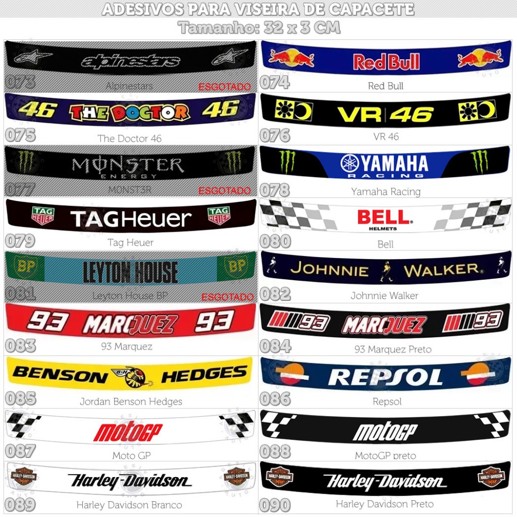 Adesivo Para Viseira De Capacete Vários Modelos Parte 3 | Shopee Brasil