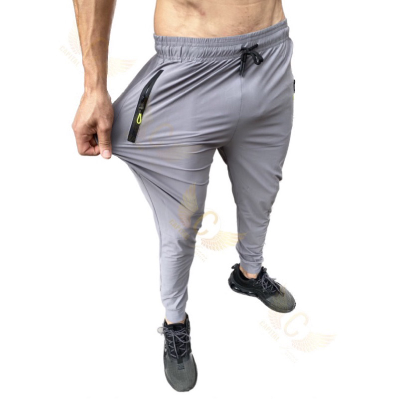 Calças Corta Vento Elastano de tecido em Seda Gelada Dry-Fit