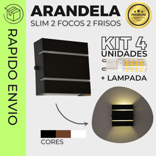 Arandela Slim 2 Frisos 2 Focos Moderna Externa + 1 Lâmpada LED G9 5W Mf103  - Mega Forte