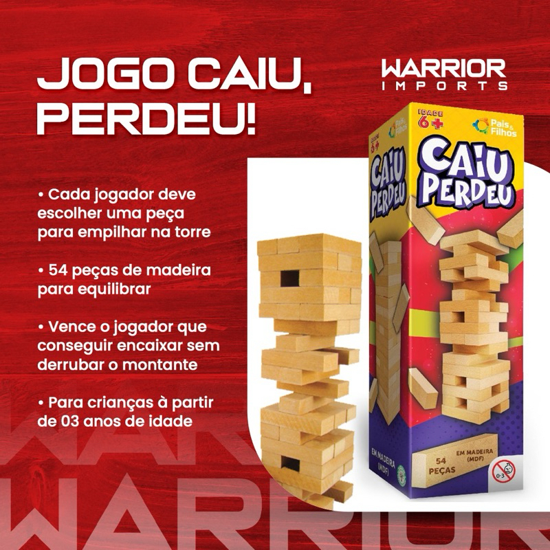 Kit 3 Jogos Uno + Dominó E Caiu Perdeu Torre Jenga Presente