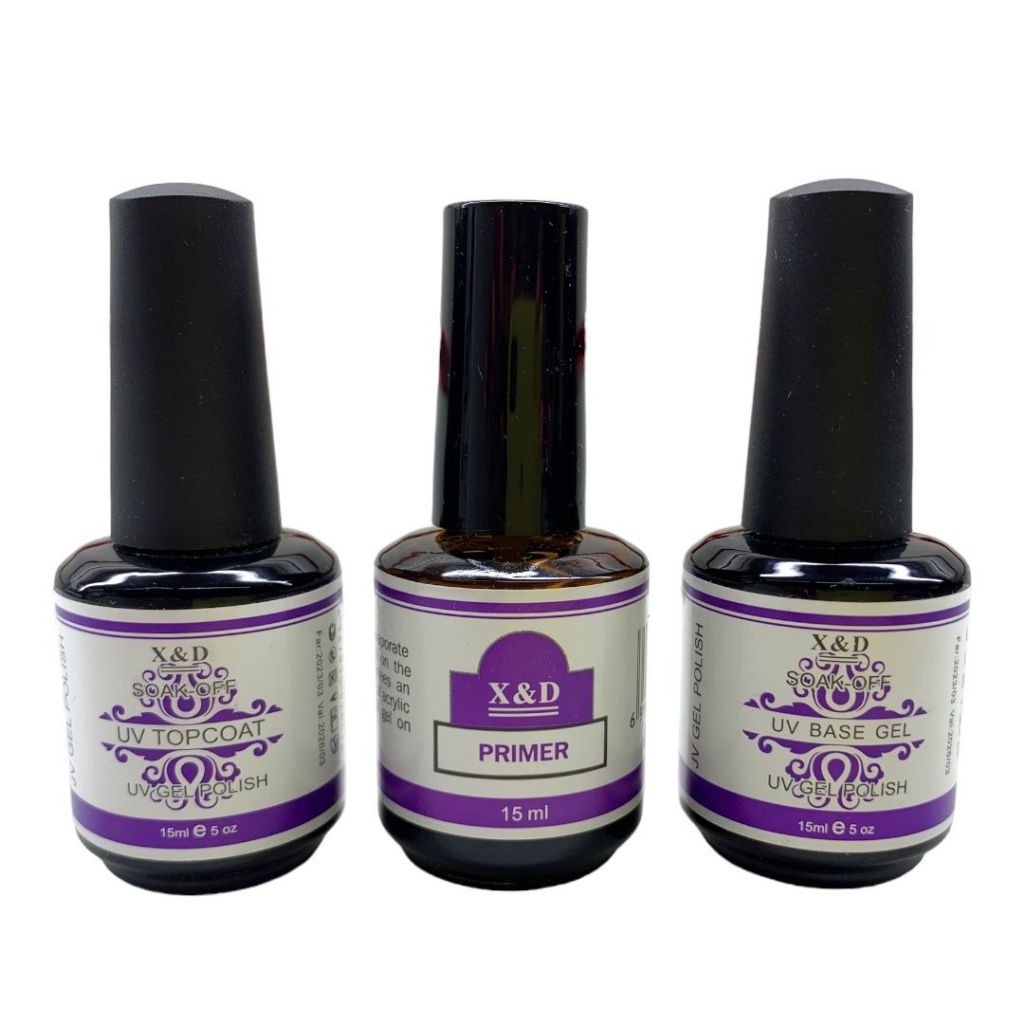 KIT 3PC X&D Primer/Uv Base Gel / Uv Top Coat pronta entrega