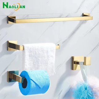 Kit Acessórios Banheiro Inox 304 40cm/56cm LuKit Acessórios Banheiro Inox 304 40cm/56cm Luxo 4 Peças Gancho de Pano Preto/Dourado/Cromado/Dourado Escovadoxo 4 Peças Gancho de Pano Preto/Dourado/Cromado/Dourado Escovado