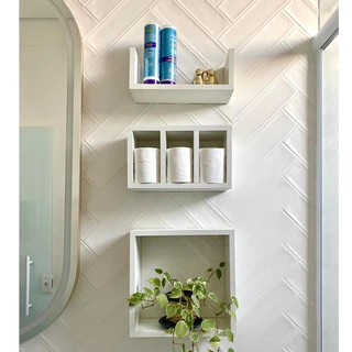 Nicho mdf branco para maquiagem perfume banheiro e outros kit com 3 peças