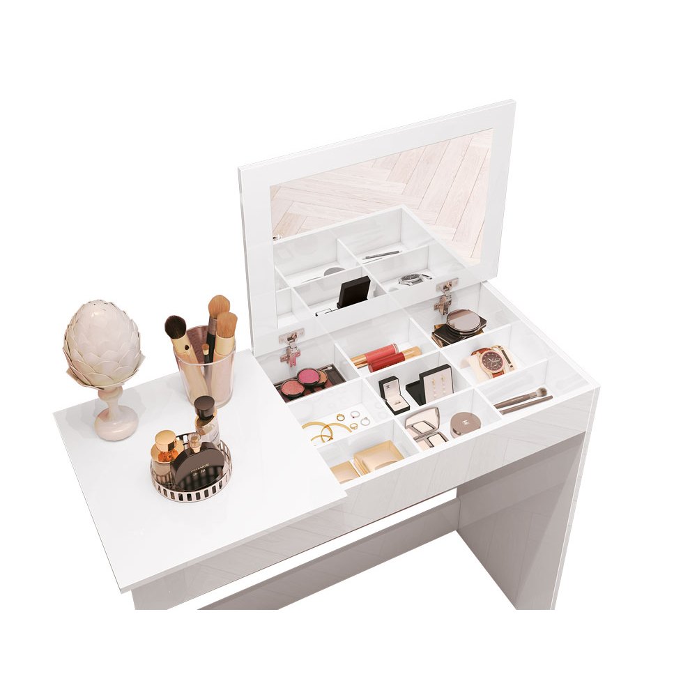 Penteadeira com Espelho e Porta Joias Paris Branco - G4 Magazine