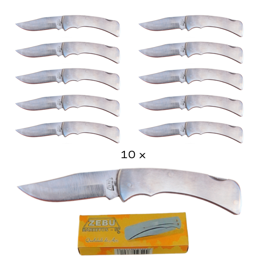 Kit 10 Unidades Canivete Tr Inox Original Zebu Barretos | Shopee