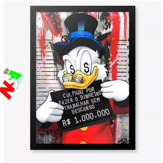 Quadro Decorativo Para Escritório - Tio Patinhas - Money - Day Trade - Trader - Dinheiro Trabalhando Pra Mim - Decoração