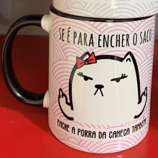Caneca Xícara Personalizada Divertida Bom dia é o caralho Gatos