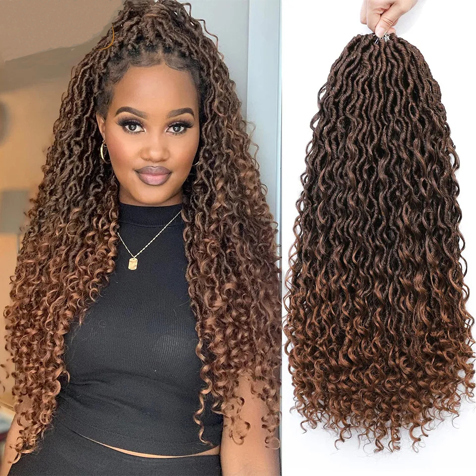 Kit 3 Pcs 300G Cabelo Crochet Goddess Faux Locs Trança Braid 24 ...