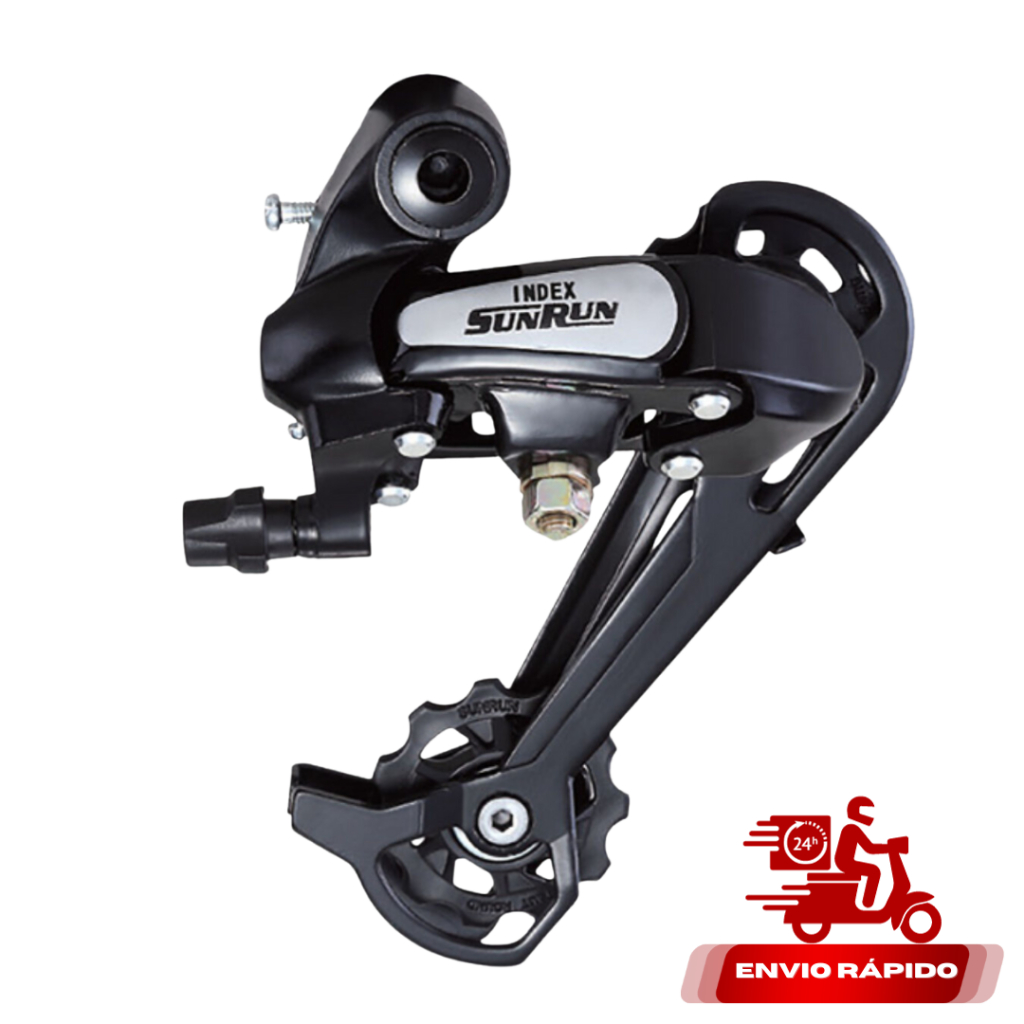 Câmbio Traseiro Bike Sunrun 7v index com fixação direta Cage longo até 43d cor preto (21V)