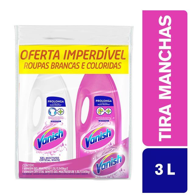 Kit Alvejante Vanish Sem Cloro 1,5 cada Roupas Coloridas e Brancas