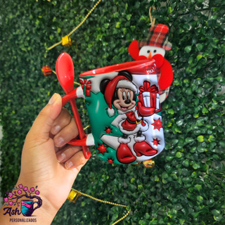 Caneca Minnie/ Mickey Natal arte em 3D