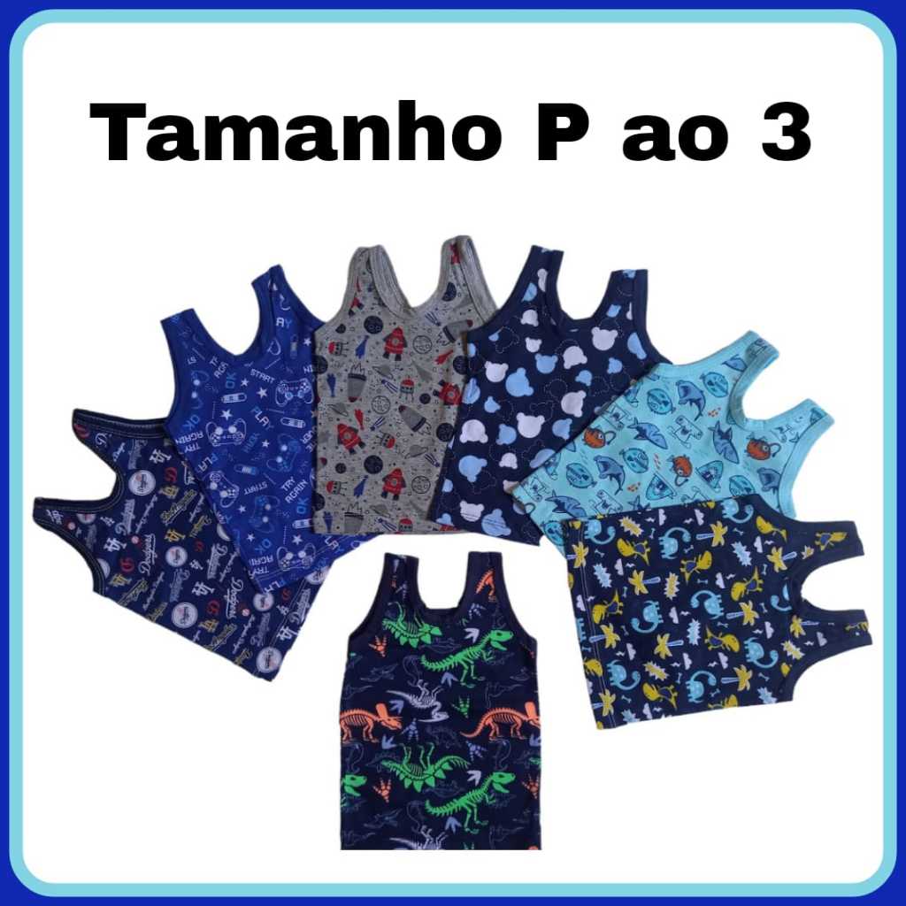 Camiseta Regata Bebê Infantil Masculina malha 100% algodão