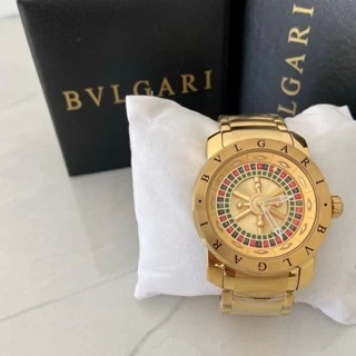 Relógio Cassino Roleta Dourado Masculino Aço inoxidável Banhado á Ouro18k