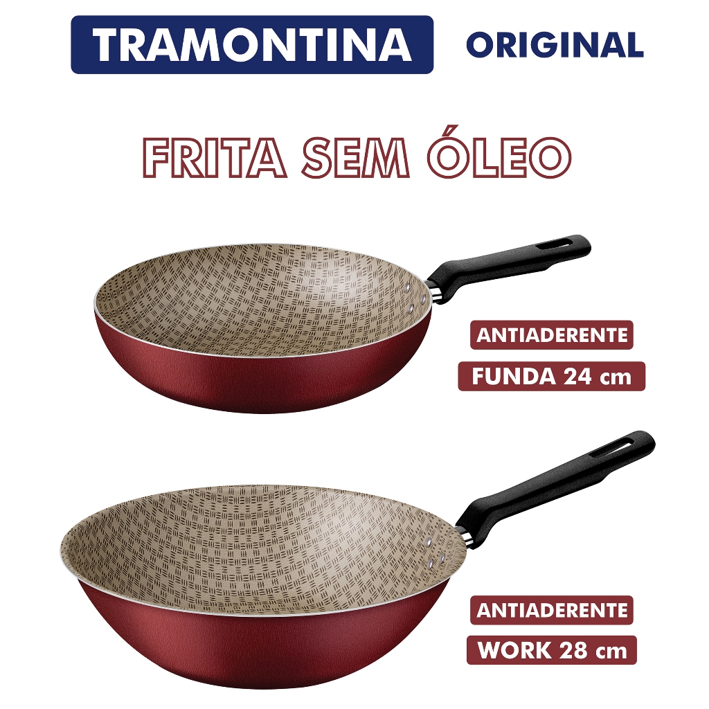 Frigideira Antiaderente 24 ou 28 cm Tramontina Work ou Funda com Textura Paris Starflon Max