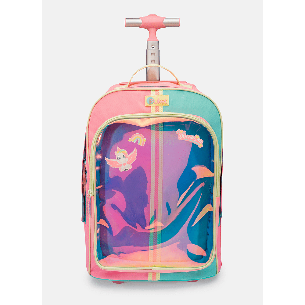 Mochila Escolar com Rodinha Color Block Puket