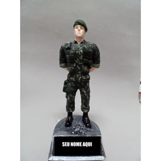 Soldado de gesso/militar decoração/escultura/artesanato/exercito/brasil/camuflado