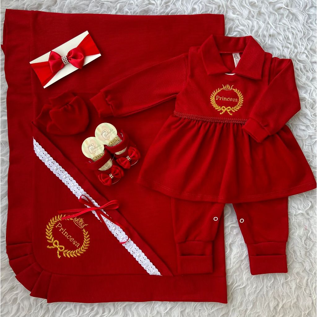 Saida de Maternidade Feminina de Luxo VERMELHA LISA ALGODÃO kit com 6 ...