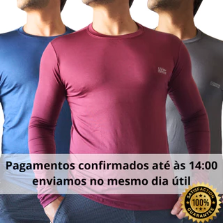 Kit 3 Camisas Camisetas Unissex Blusa Térmica Masculina Feminina Manga Longa Proteção UV 50+ Segunda Pele Praia e Esportiva Dry Fit MALHA FRIA