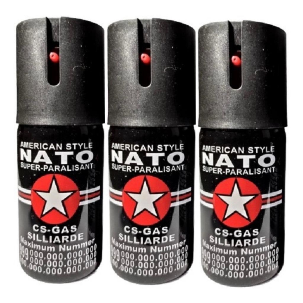 Spray de (Pimenta) Defesa Pessoal Kit 03 x 40ml NATO BLACK